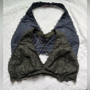 Gilly Hicks Black and Green Lace Halter Bralette